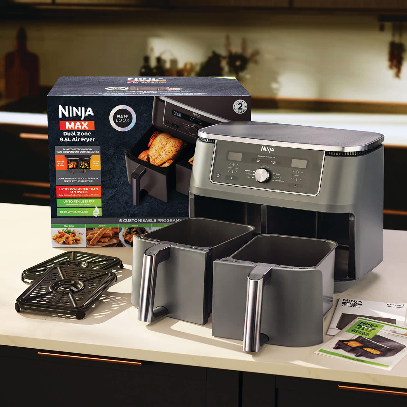 Ninja Dual Zone Air Fryer 9.5L, 6-in-1 | DZ400UK
